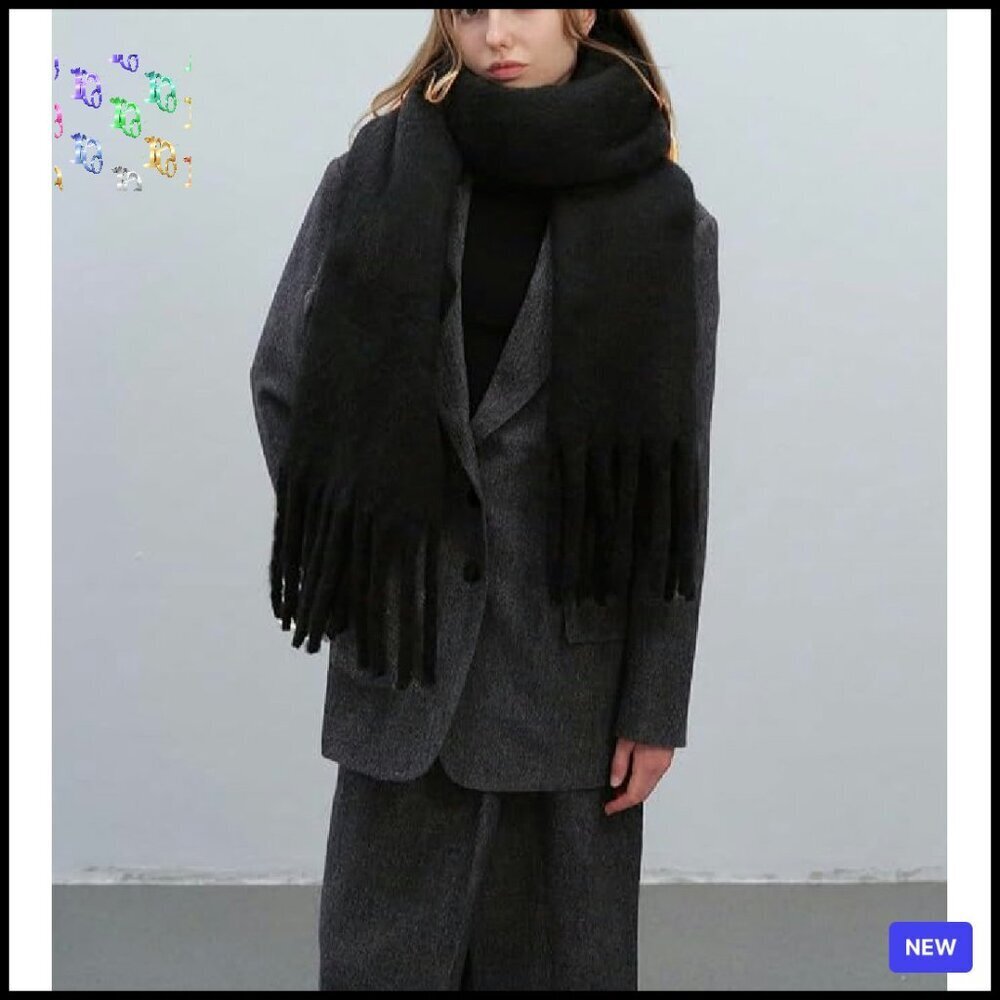 Chunky Winter Scarf Oversized Shawl Wrap Soft Polyester Elegant Chic Accessory - Picture 3 of 8